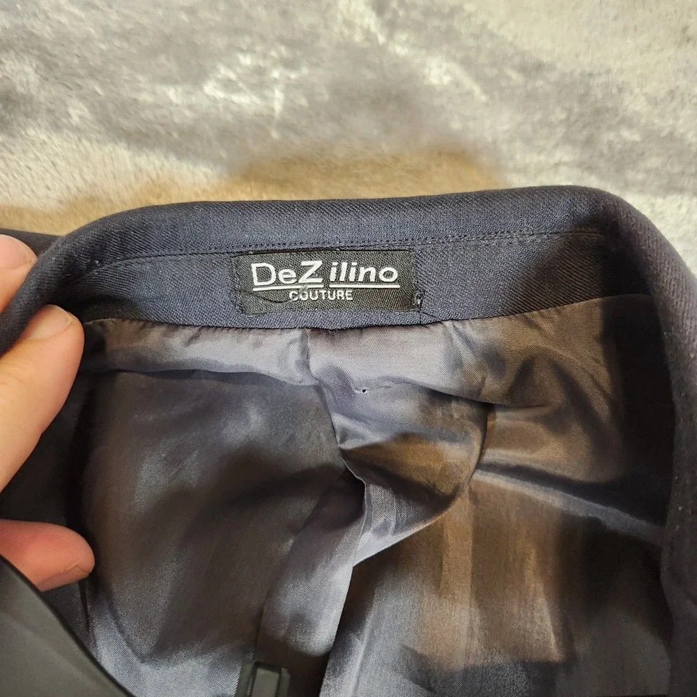 DeZilino Couture Suit‎ Blazer 48L Gray Wool Touch Super 150s 2 Button